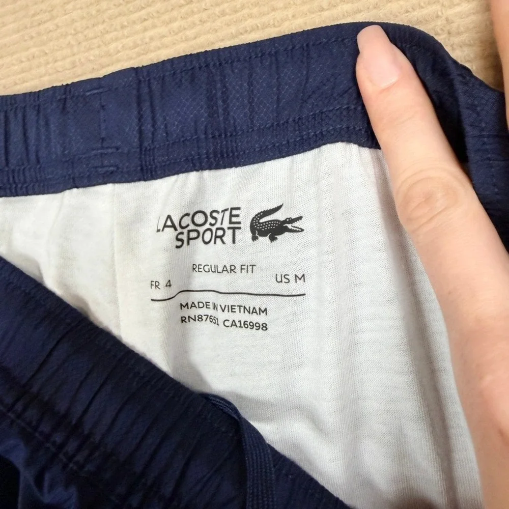 Lacoste Sport Navy Blue Track Pants White Piping Zip Ankle Joggers US M FR 4